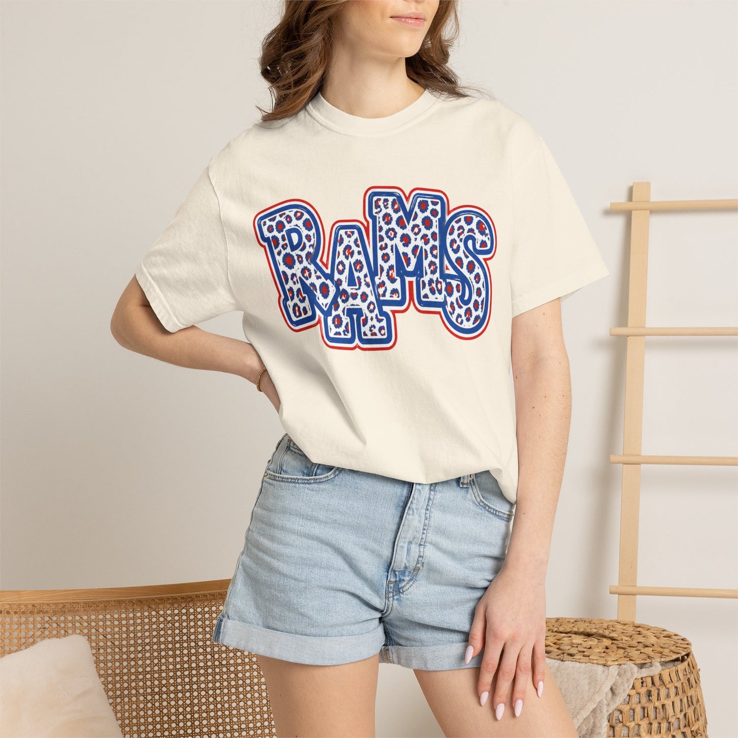 Paragould Rams Leopard Print Retro Logo T-Shirt
