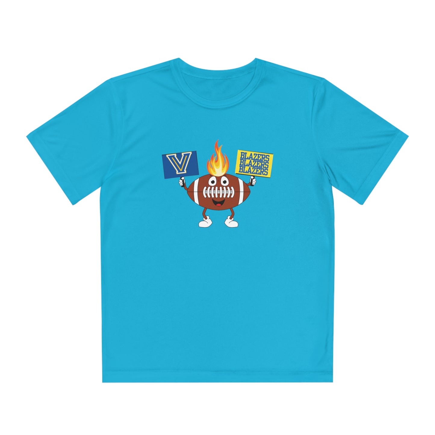 Youth Valley View Flame Football. Competitor Tee (Front Design Only)