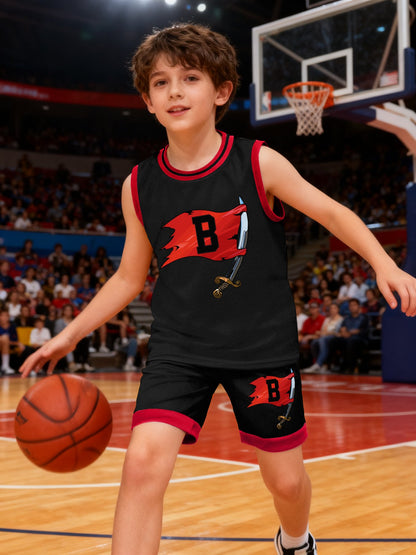 Branson Pirates. CUSTOM - Children's Basketball Jersey Set(Dual-sided Printing)