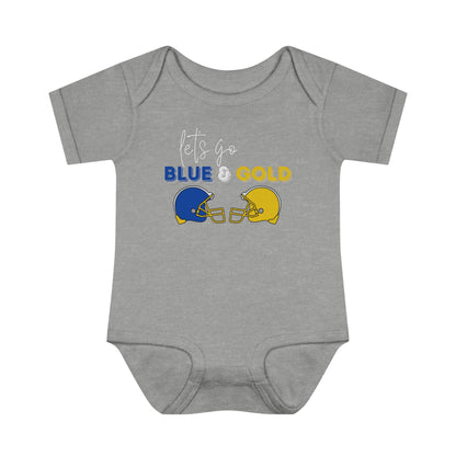 Infant Baby Rib Bodysuit. Blue & Gold