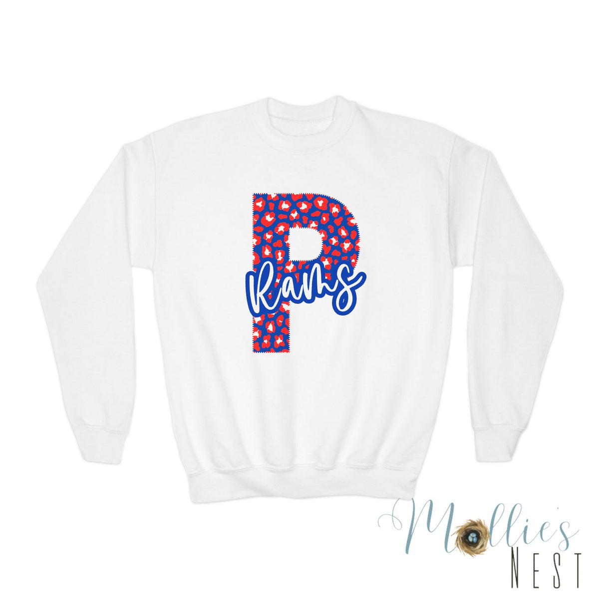 Youth Paragould Rams. Leopard "P" Crewneck Sweatshirt
