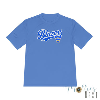 Adult. Blazers Valley View Script Performance Tee – Moisture-Wicking Athletic Shirt