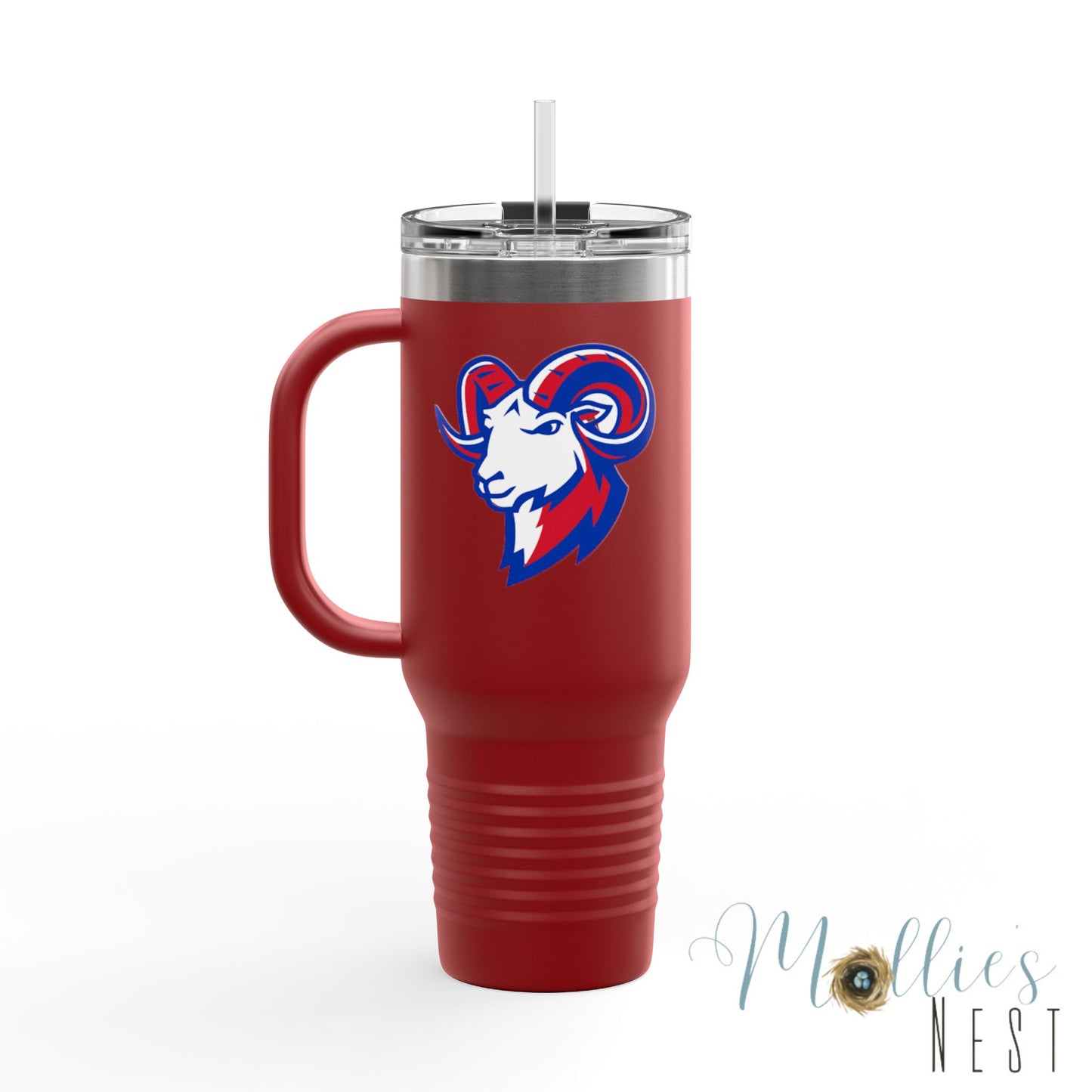 40oz Insulated Travel Mug — Paragould Rams Leopard Print & Team Logo
