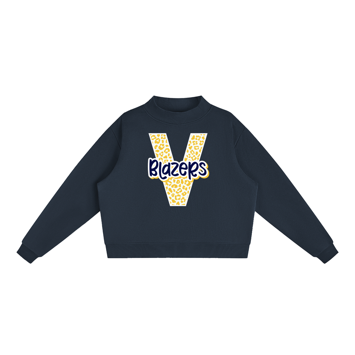 Essential Fleece Mock-Neck Crew Sweatshirt - Valley View "V" Leopard Blazers