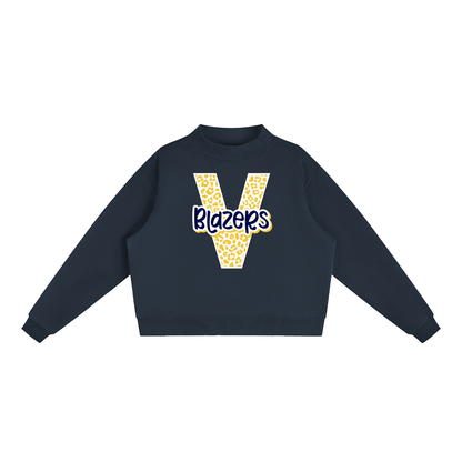 Essential Fleece Mock-Neck Crew Sweatshirt - Valley View "V" Leopard Blazers