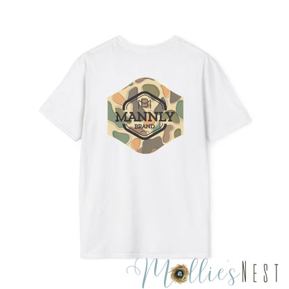 Camo Graphic Tee for the Outdoorsy Man, Unisex Softstyle T-Shirt. MANNLY BRAND