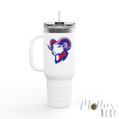40oz Insulated Travel Mug — Paragould Rams Leopard Print & Team Logo