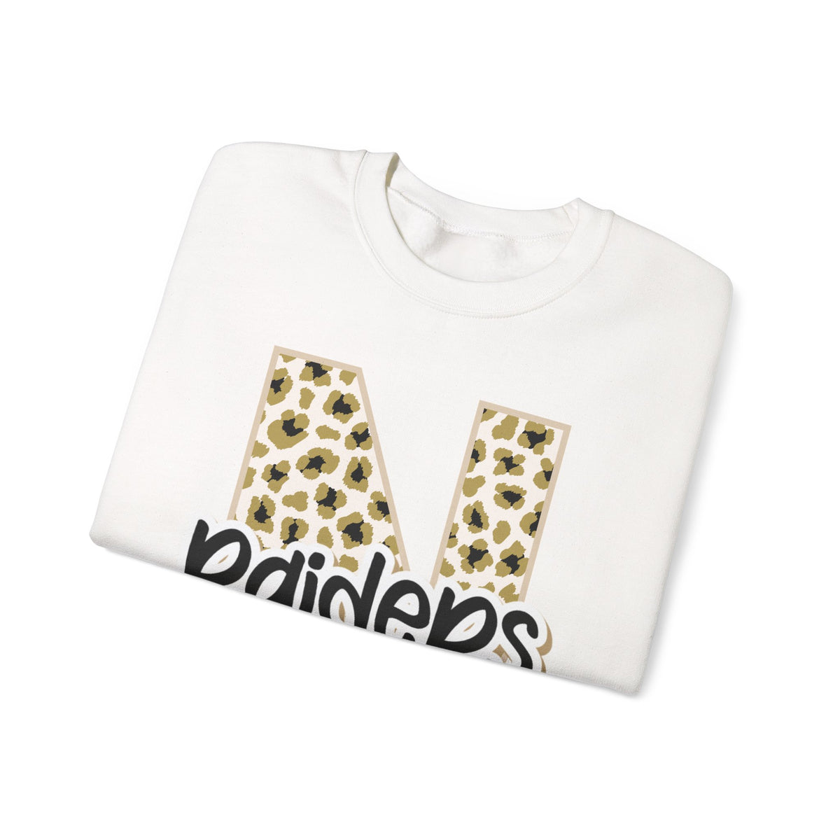 Nettleton Raiders Leopard Initial N Crewneck Sweatshirt. ADULT