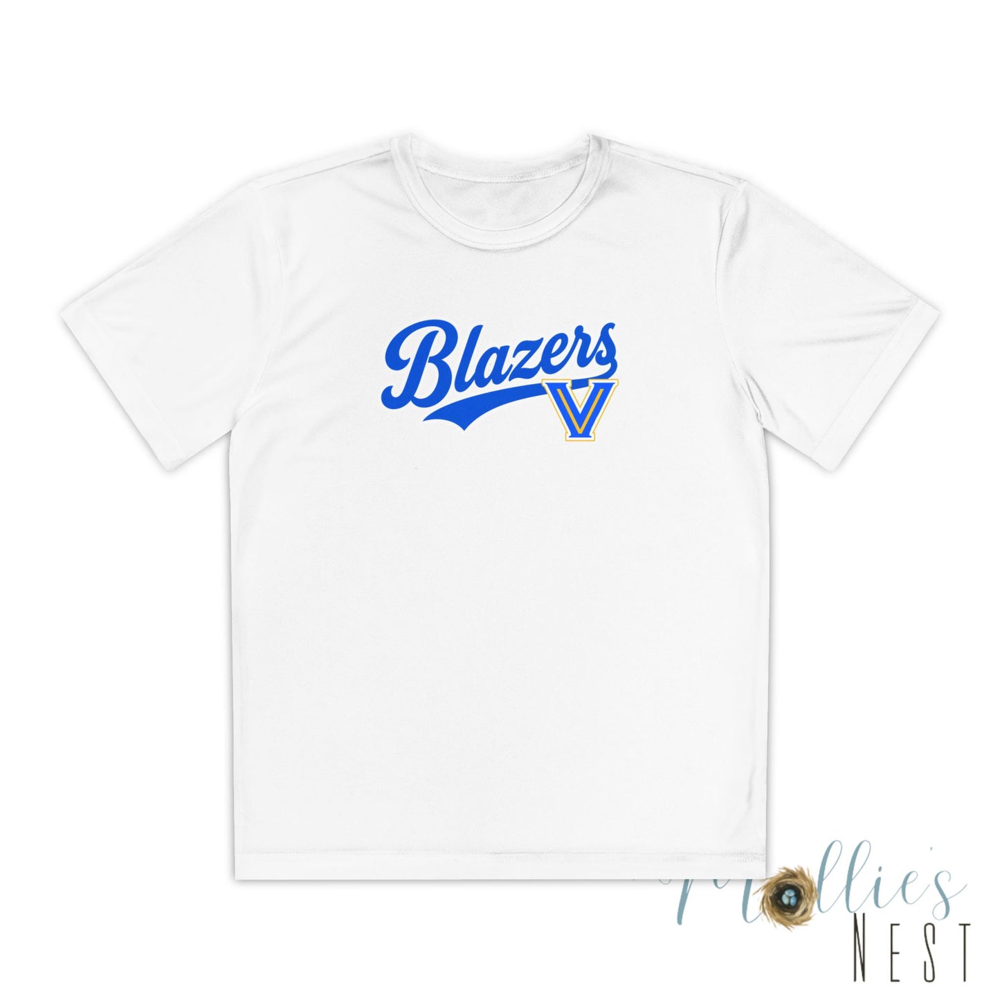 Blazers Youth Drifit — Blue Script Logo Team Shirt