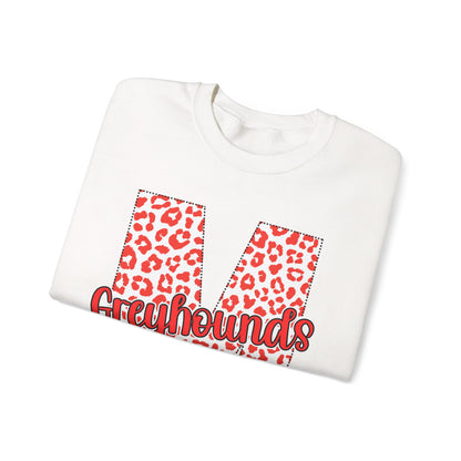 Adult. Marmaduke Greyhounds Leopard Print Initial M Crewneck Sweatshirt