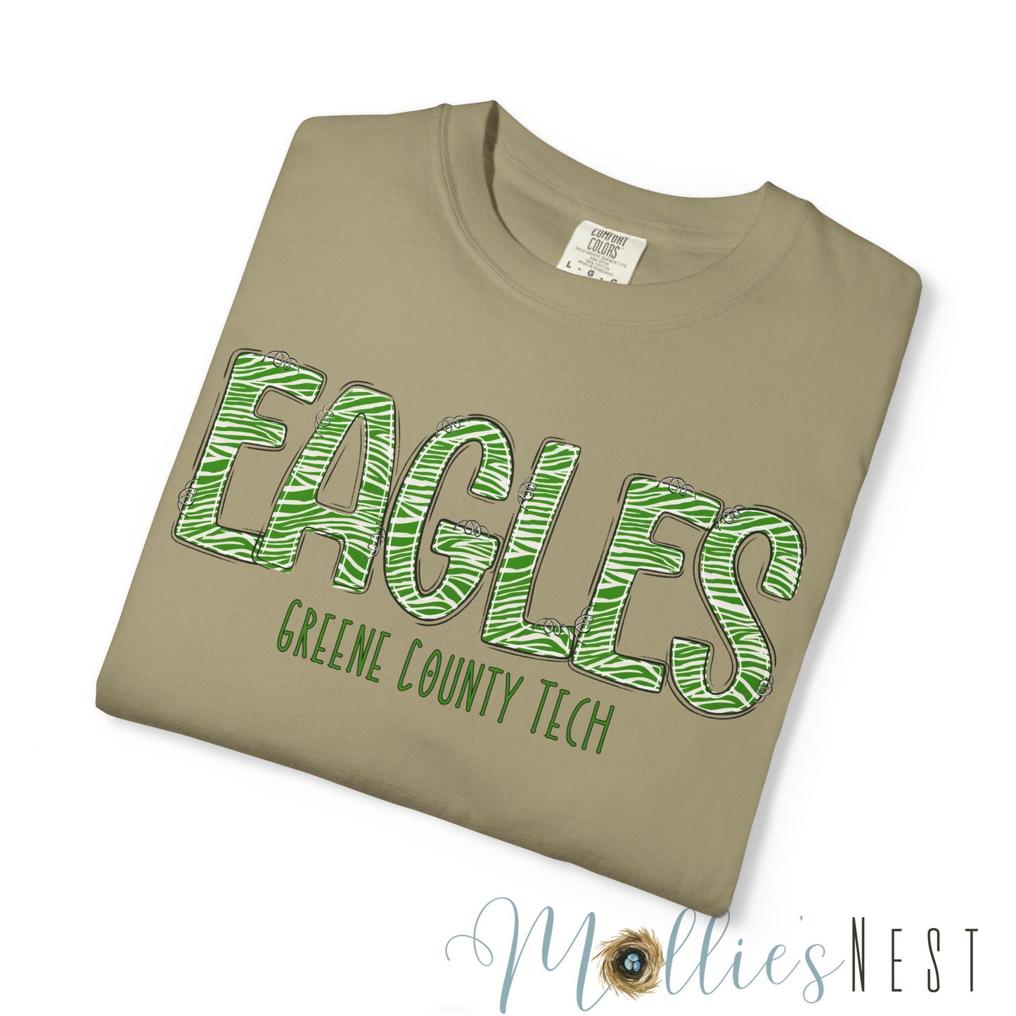 ADULT. Comfort Color Eagles (Green Zebra Print)
