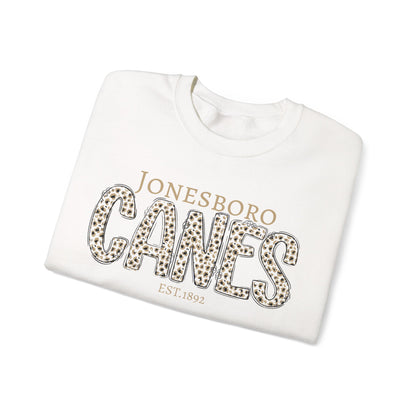 ADULT. Jonesboro Canes Leopard Print Crewneck Sweatshirt