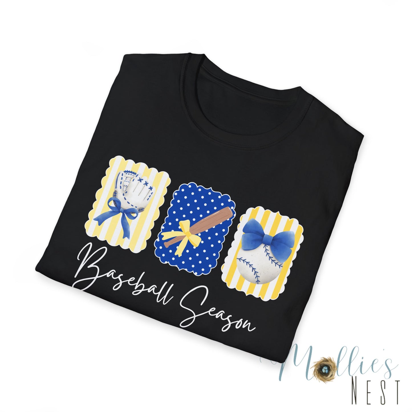 Baseball Season T-Shirt — Cute Bat, Glove & Cap Graphic