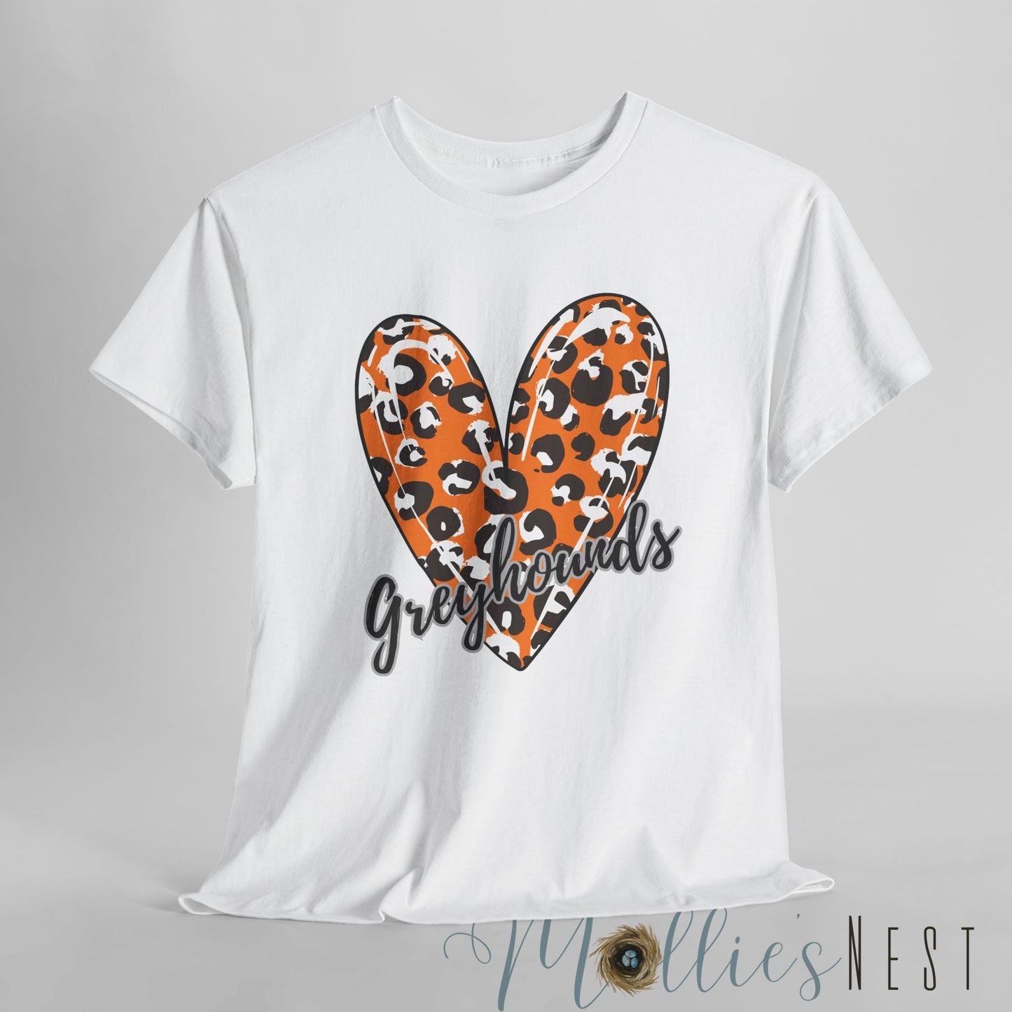 Greyhounds Leopard Heart. Heavy Cotton Tee