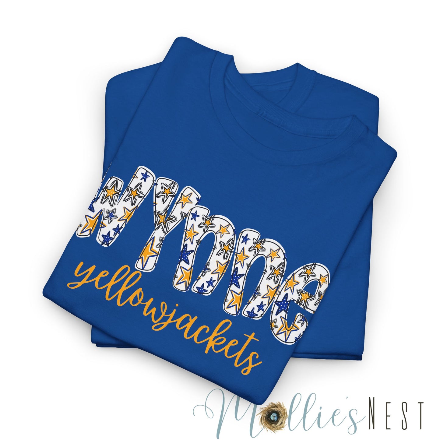 Wynne Yellowjackets Shirt. Blue & Gold