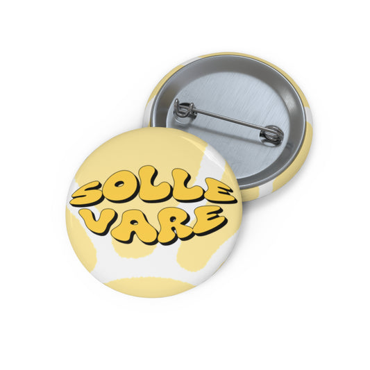 Sollevare Pin Button1 — Yellow Retro Bubble Letter Badge