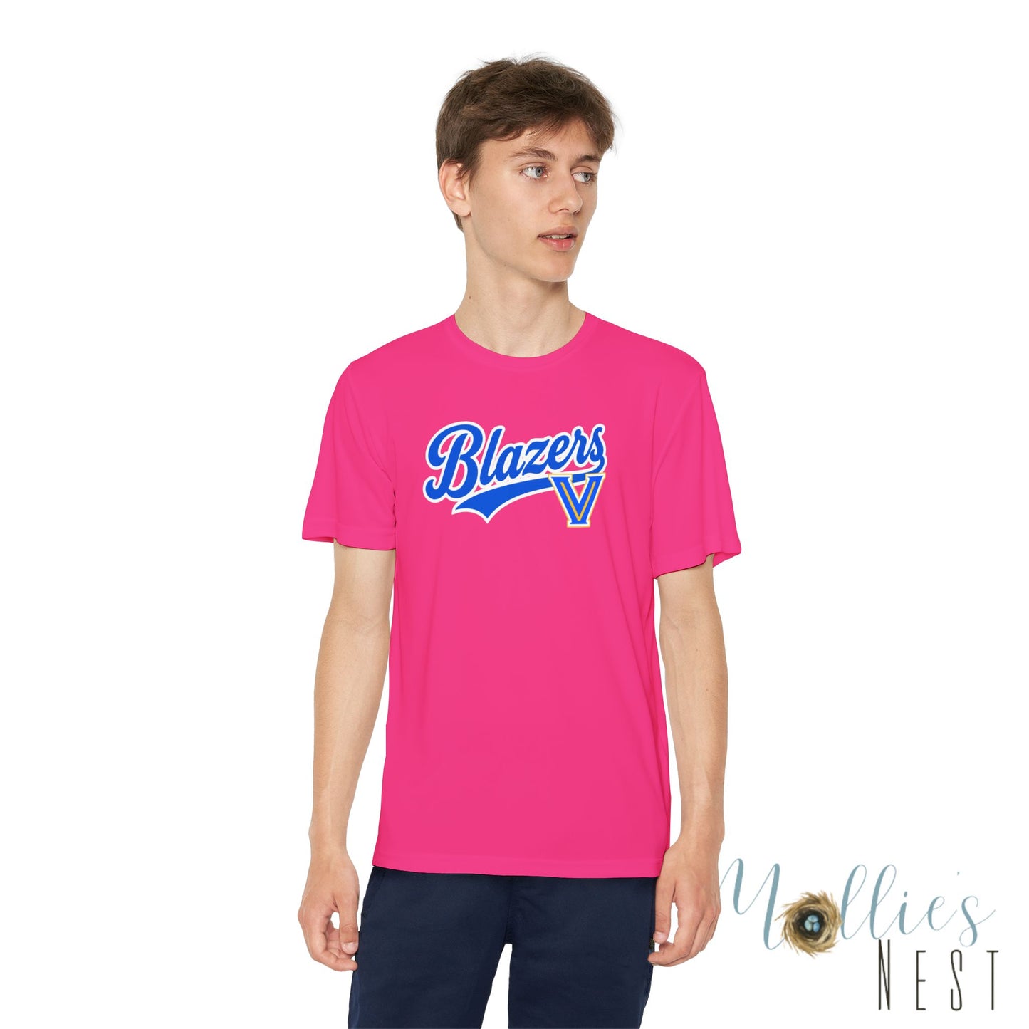 Blazers Youth Drifit — Blue Script Logo Team Shirt