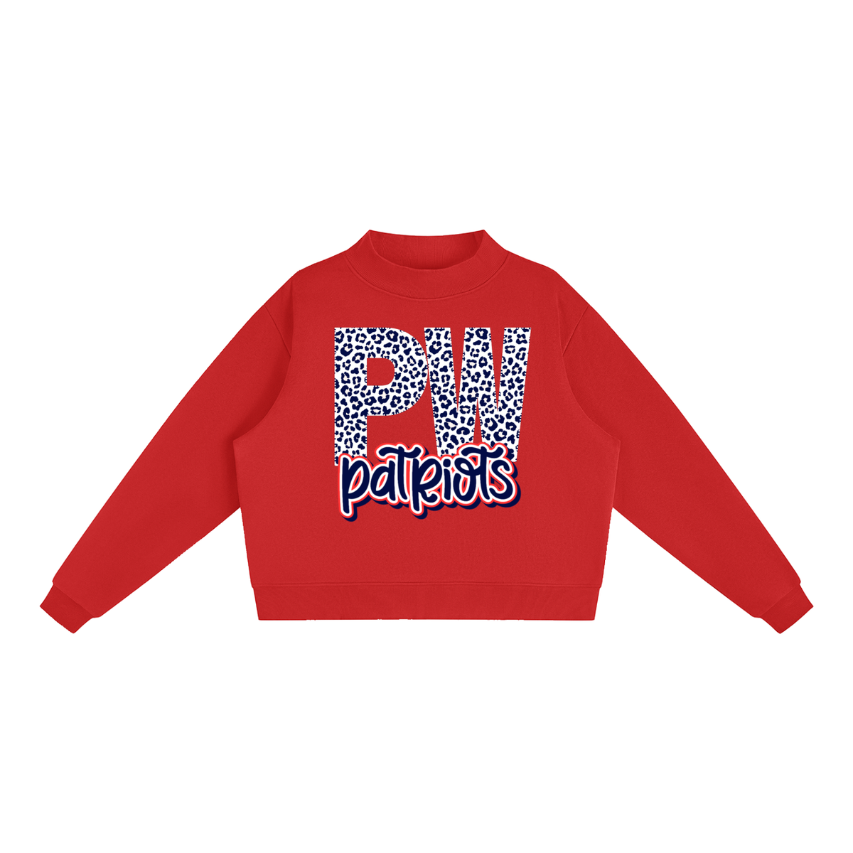 Palestine-Wheatley Patriots "PW" Leopard Fleece Mock-Neck Crew Sweatshirt