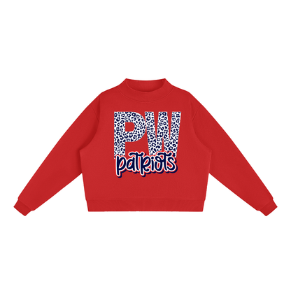 Palestine-Wheatley Patriots "PW" Leopard Fleece Mock-Neck Crew Sweatshirt