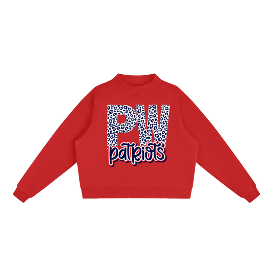 Palestine-Wheatley Patriots "PW" Leopard Fleece Mock-Neck Crew Sweatshirt
