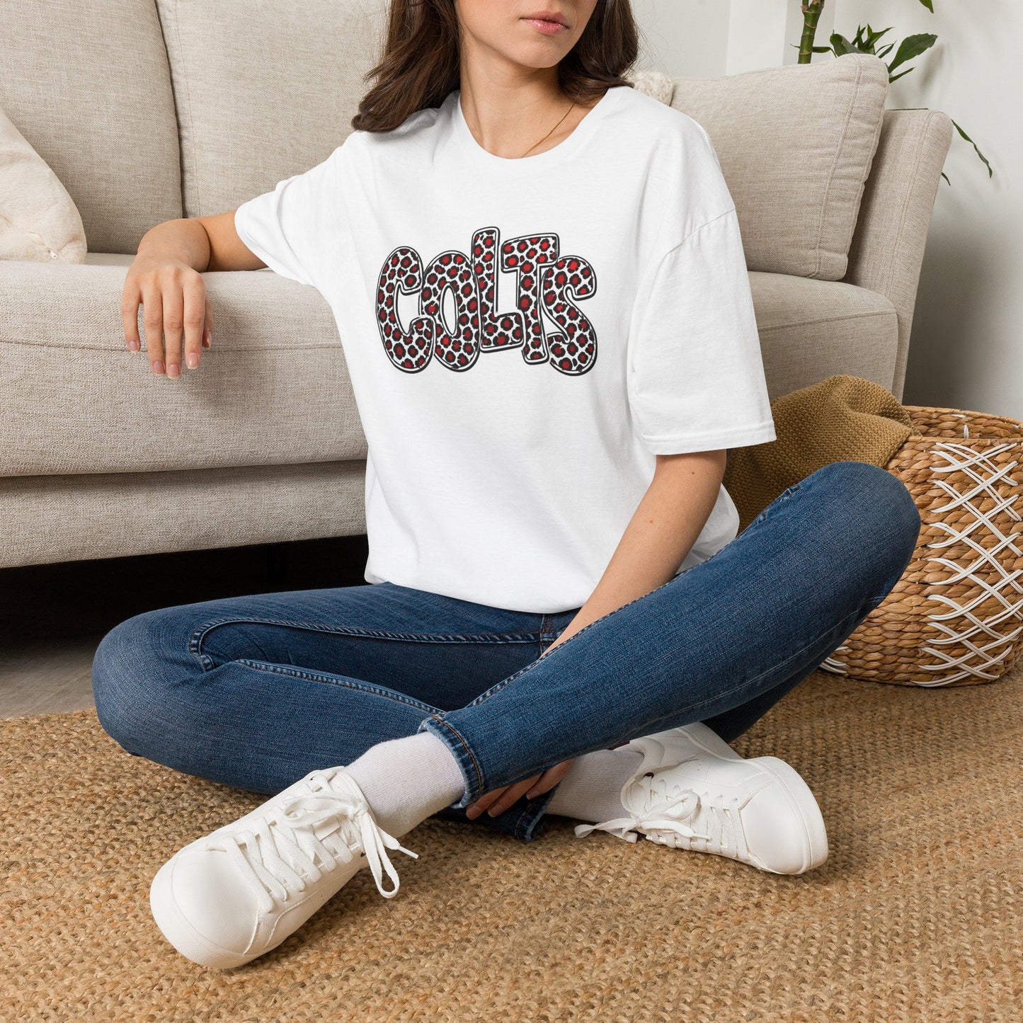 Adult. 'COLTS' Leopard Print Graphic Tee