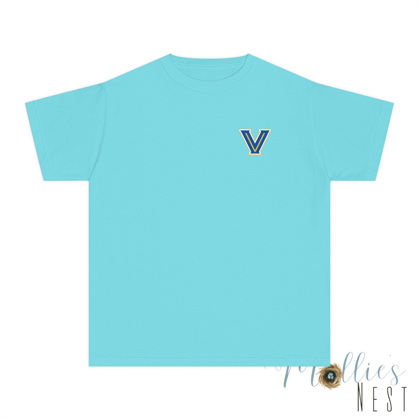 Youth Valley View. "V" logo. Simple Comfort Color Shirt