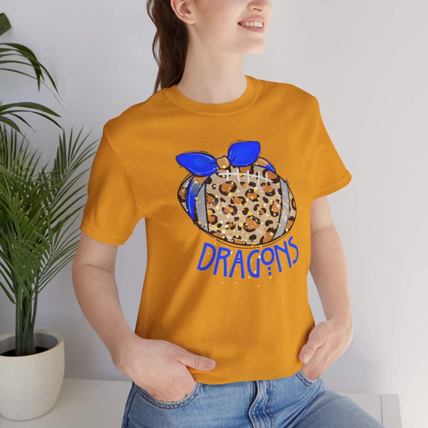 ADULT DRAGONS LEOPARD FOOTBALL. Jersey Short Sleeve Tee