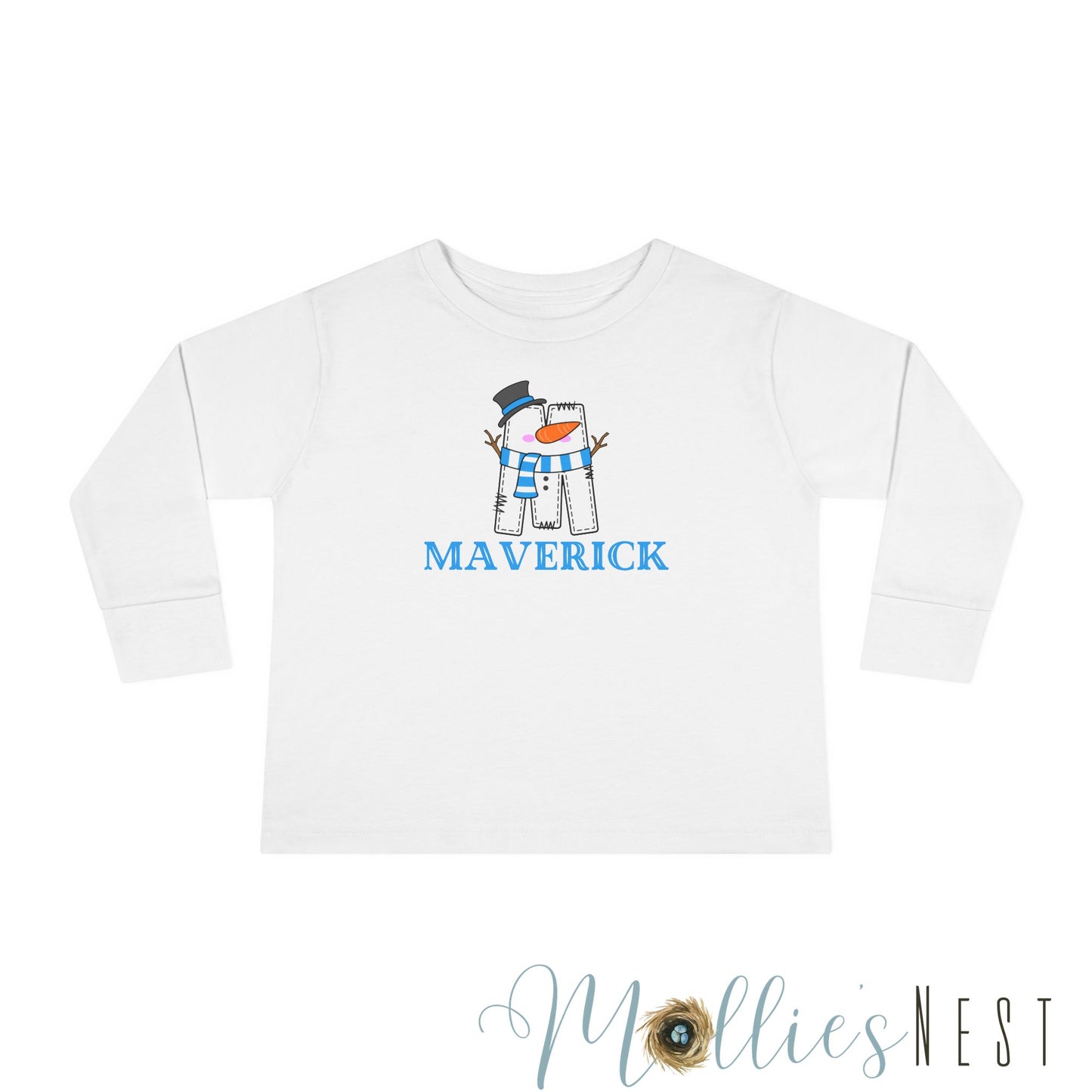 Toddler Long Sleeve Tee. SNOWMAN NAME