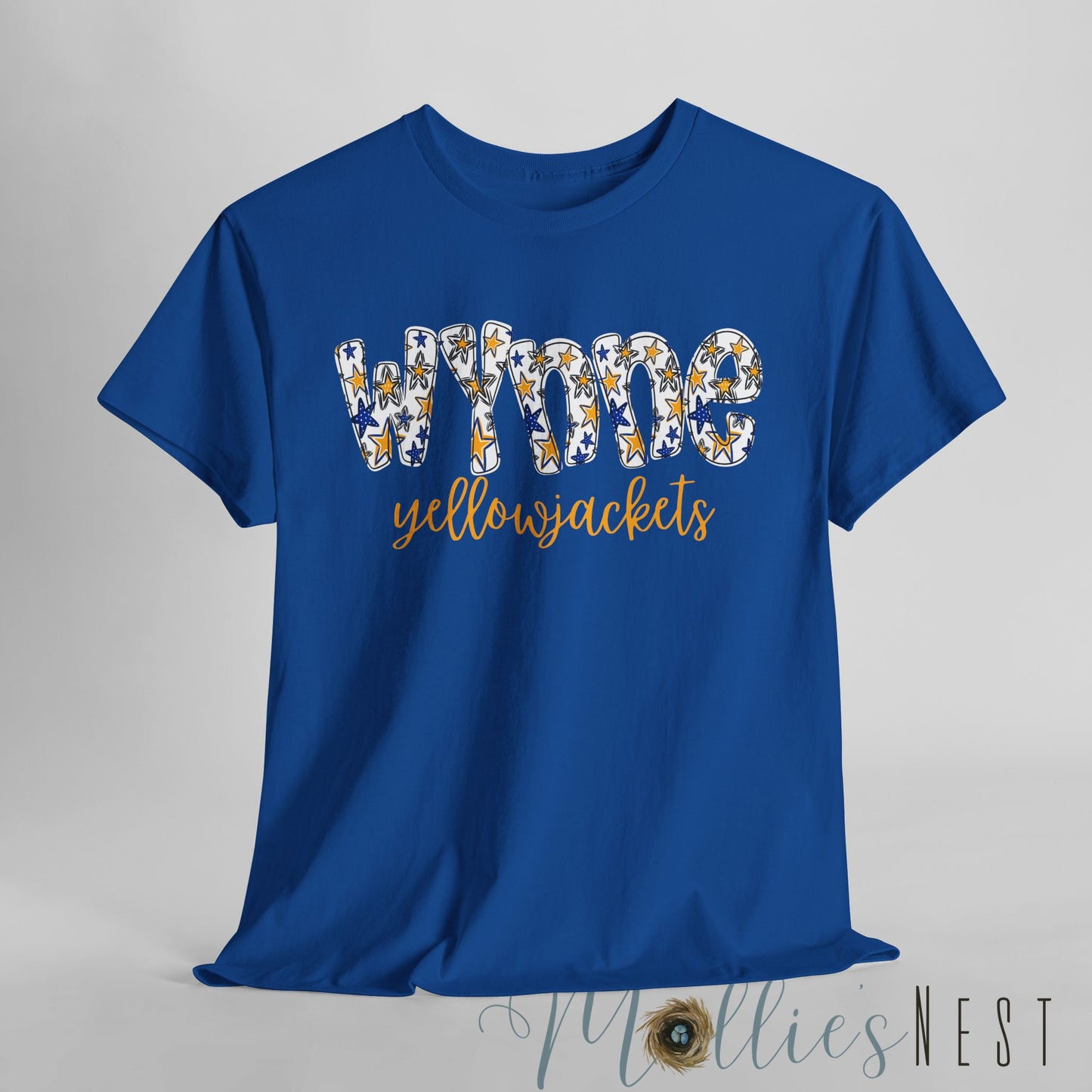 Wynne Yellowjackets Shirt. Blue & Gold