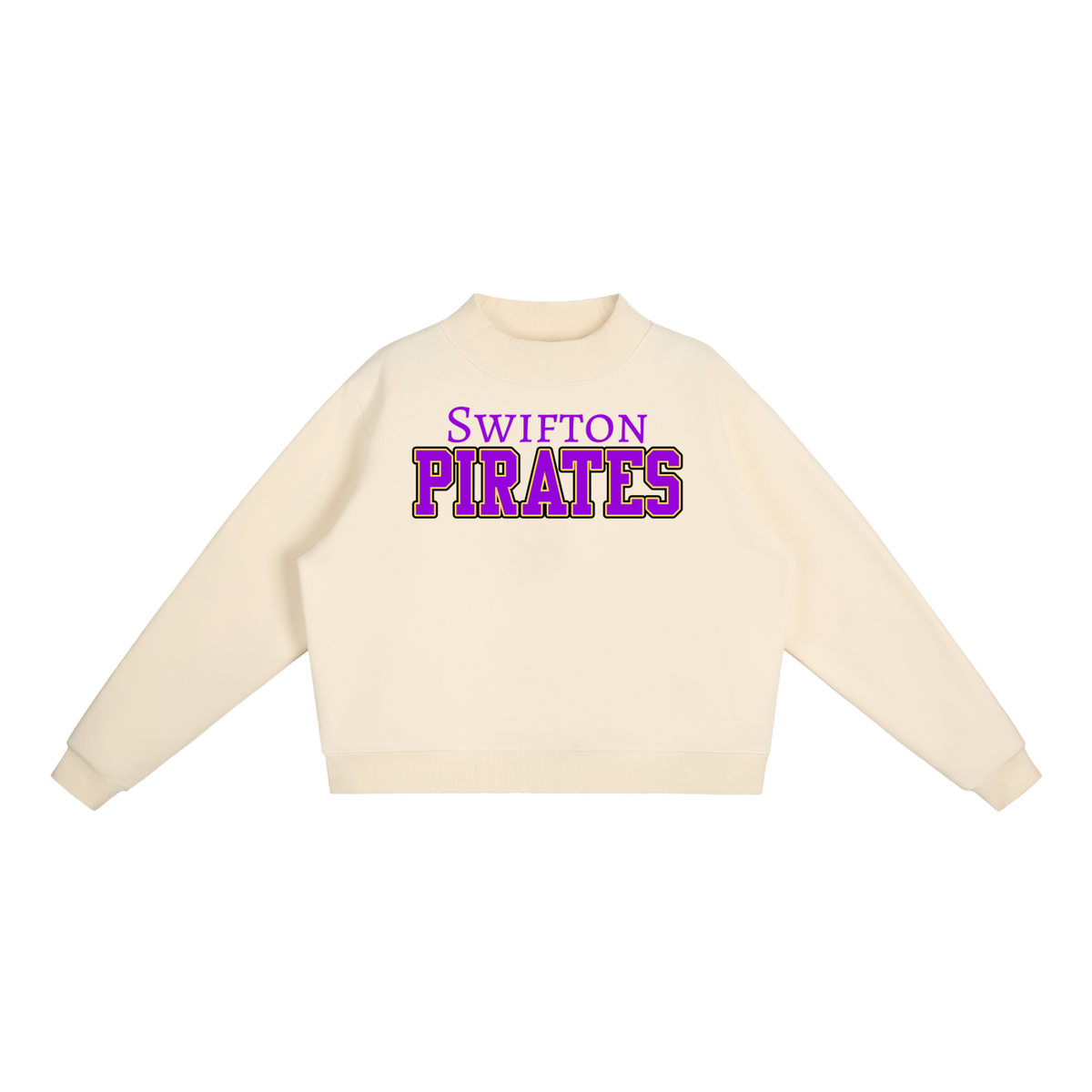 Fleece Mock-Neck Crew Sweatshirt - Swifton Pirates Purple & Yellow