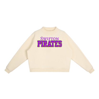 Fleece Mock-Neck Crew Sweatshirt - Swifton Pirates Purple & Yellow