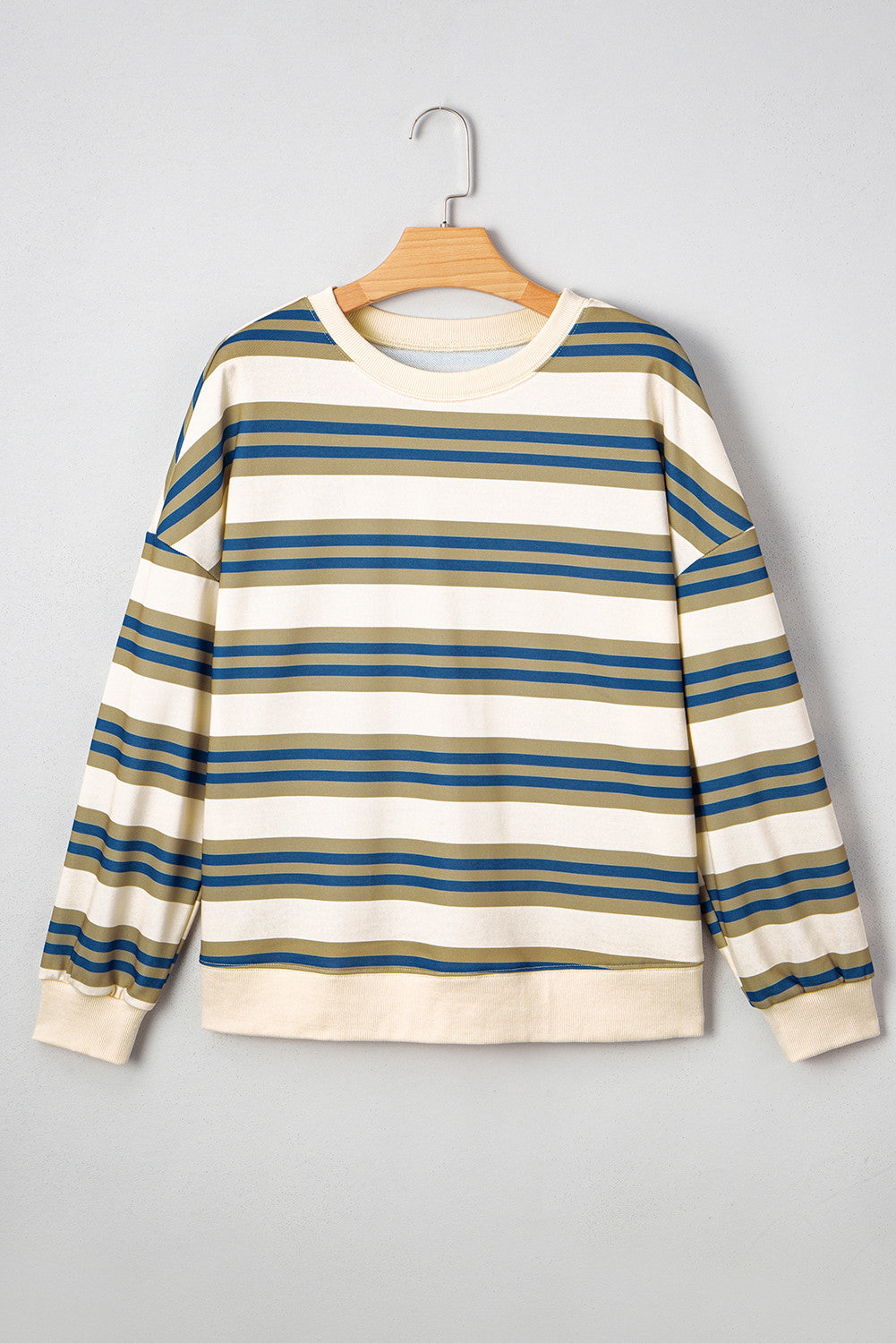 Blue & Gold Striped Drop Shoulder Sweatshirt