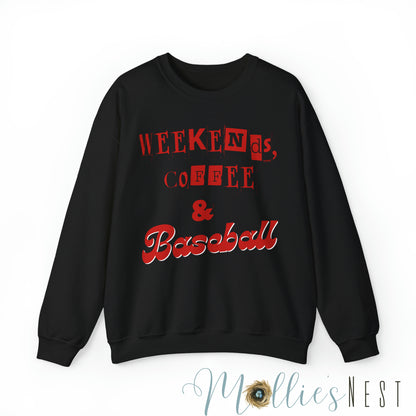 Weekednd, coffee, baseball Heavy Blend™ Crewneck Sweatshirt