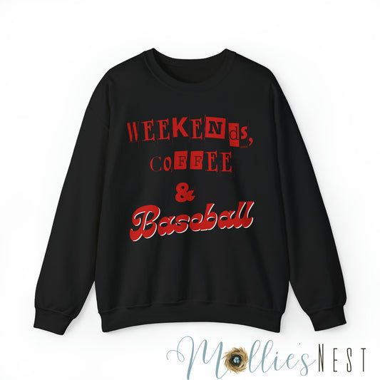 Weekednd, coffee, baseball Heavy Blend™ Crewneck Sweatshirt