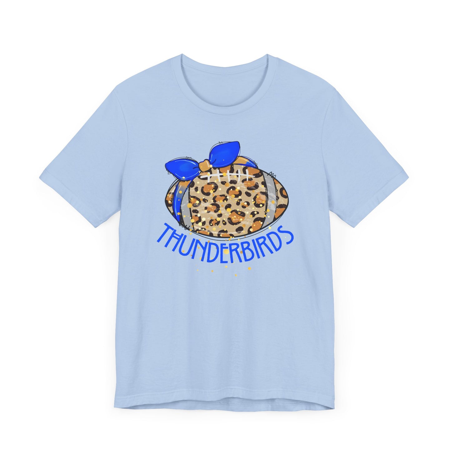 Thunderbirds Leopard Football. ADULT Jersey Short Sleeve Tee