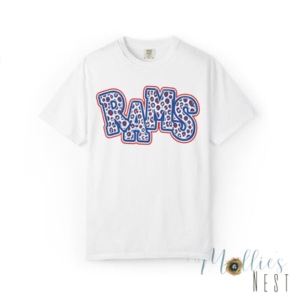 Paragould Rams Leopard Print Retro Logo T-Shirt
