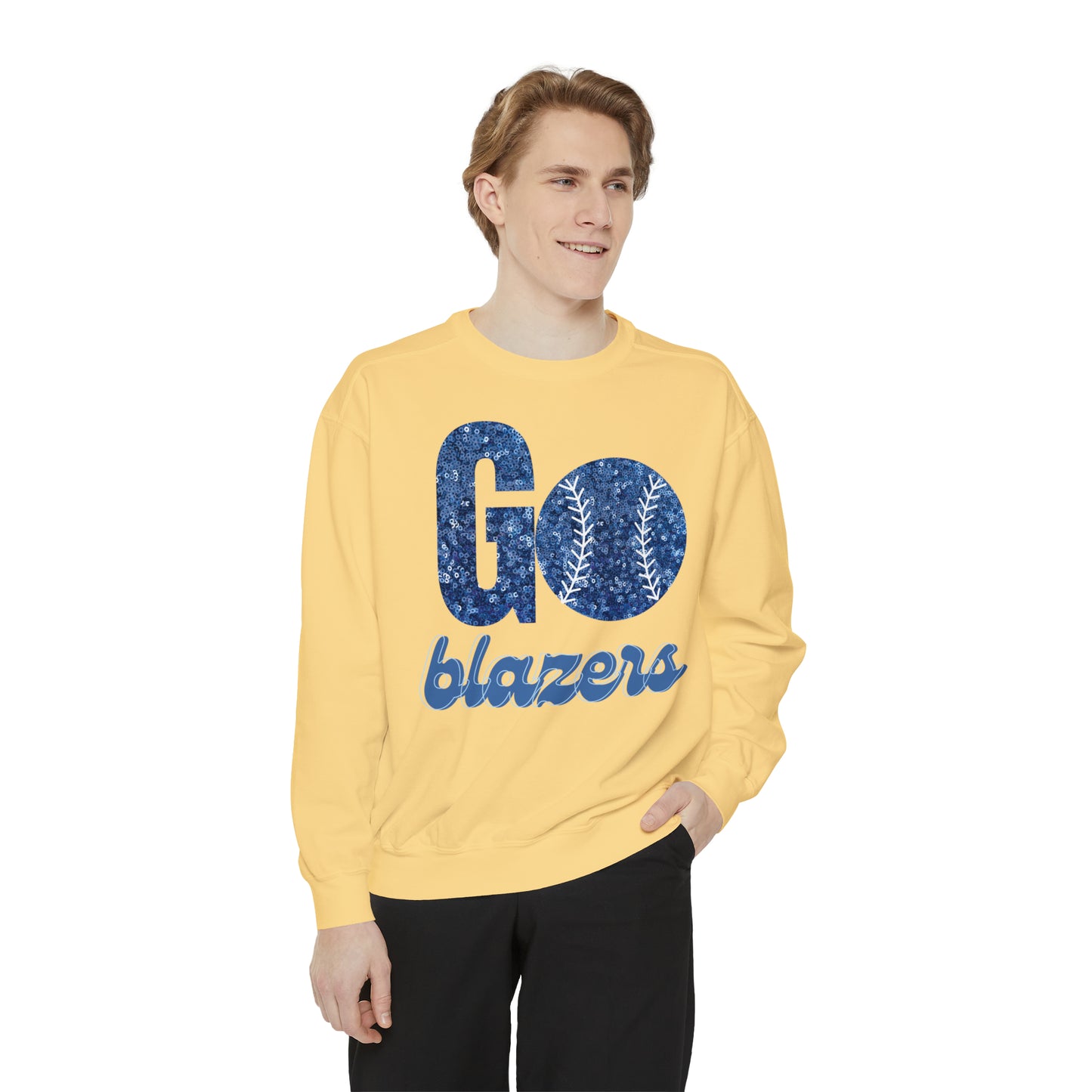 Glitter Blazer Baseball Garment-Dyed Sweatshirt