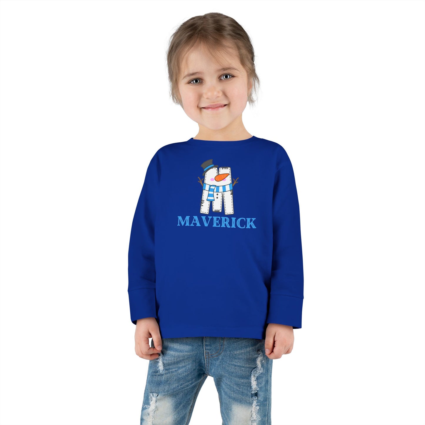 Toddler Long Sleeve Tee. SNOWMAN NAME