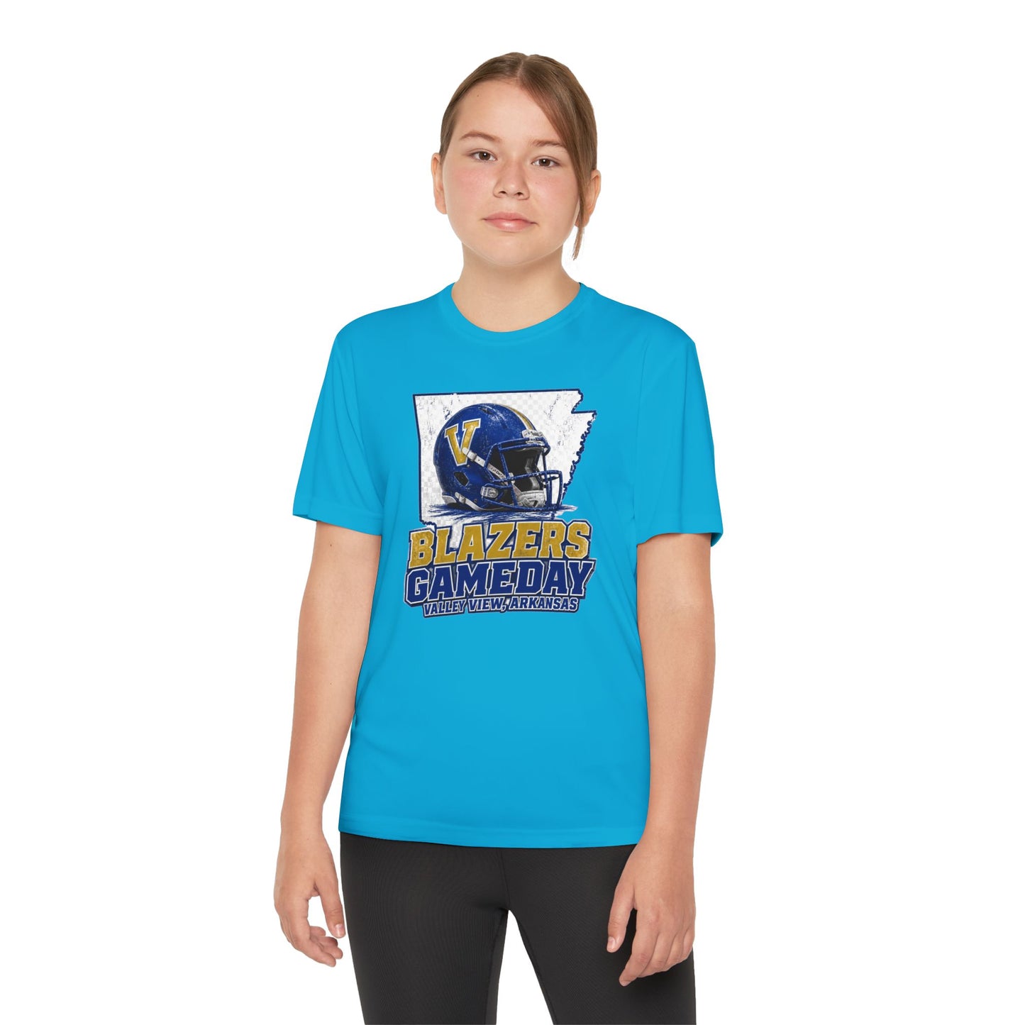 Youth Blazers DRIFIT Gameday Tee – Team Helmet Arkansas Football Shirt