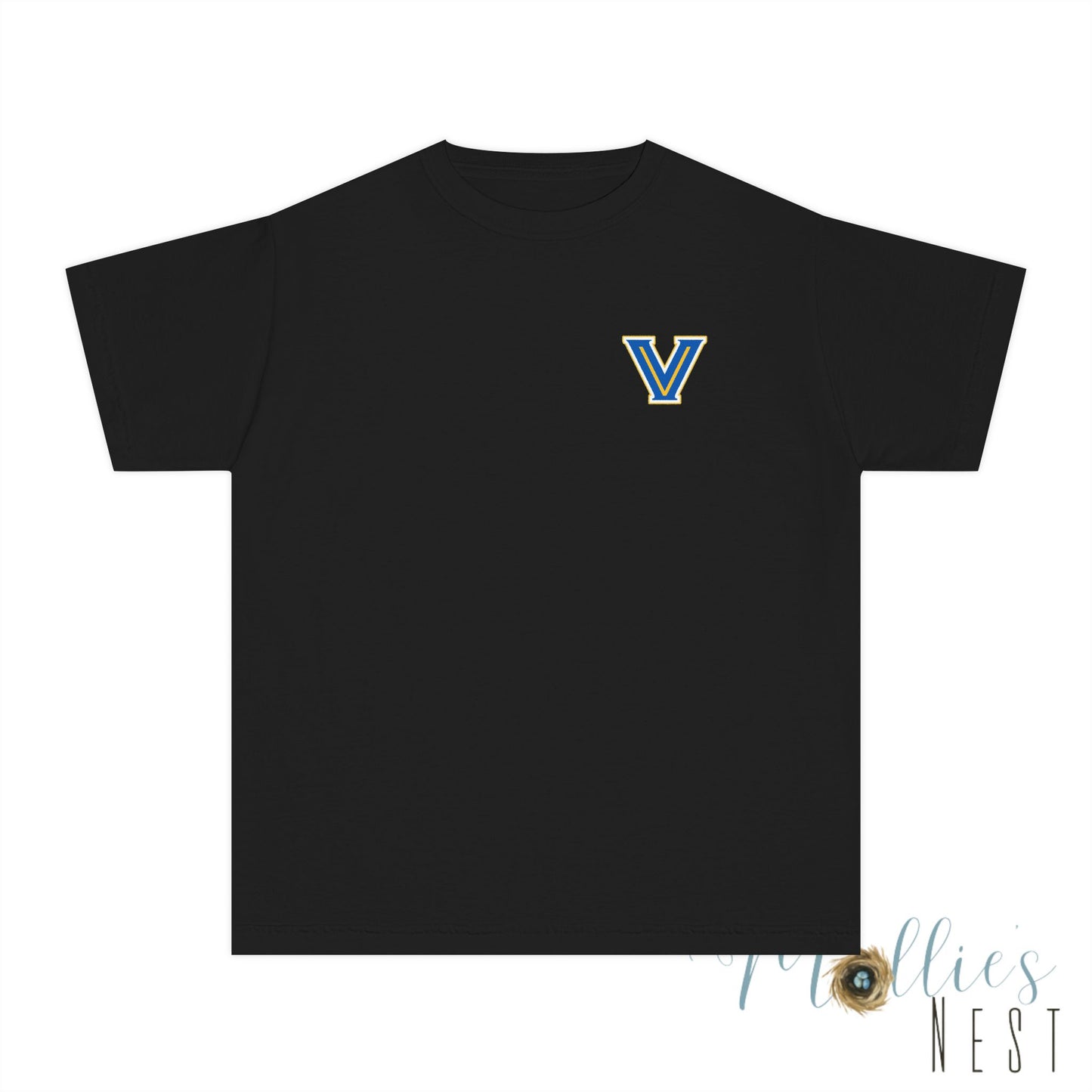 Youth Valley View. "V" logo. Simple Comfort Color Shirt