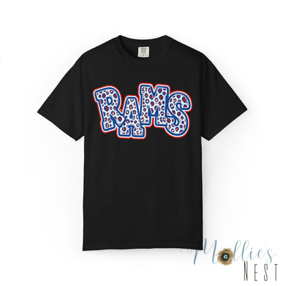 Paragould Rams Leopard Print Retro Logo T-Shirt