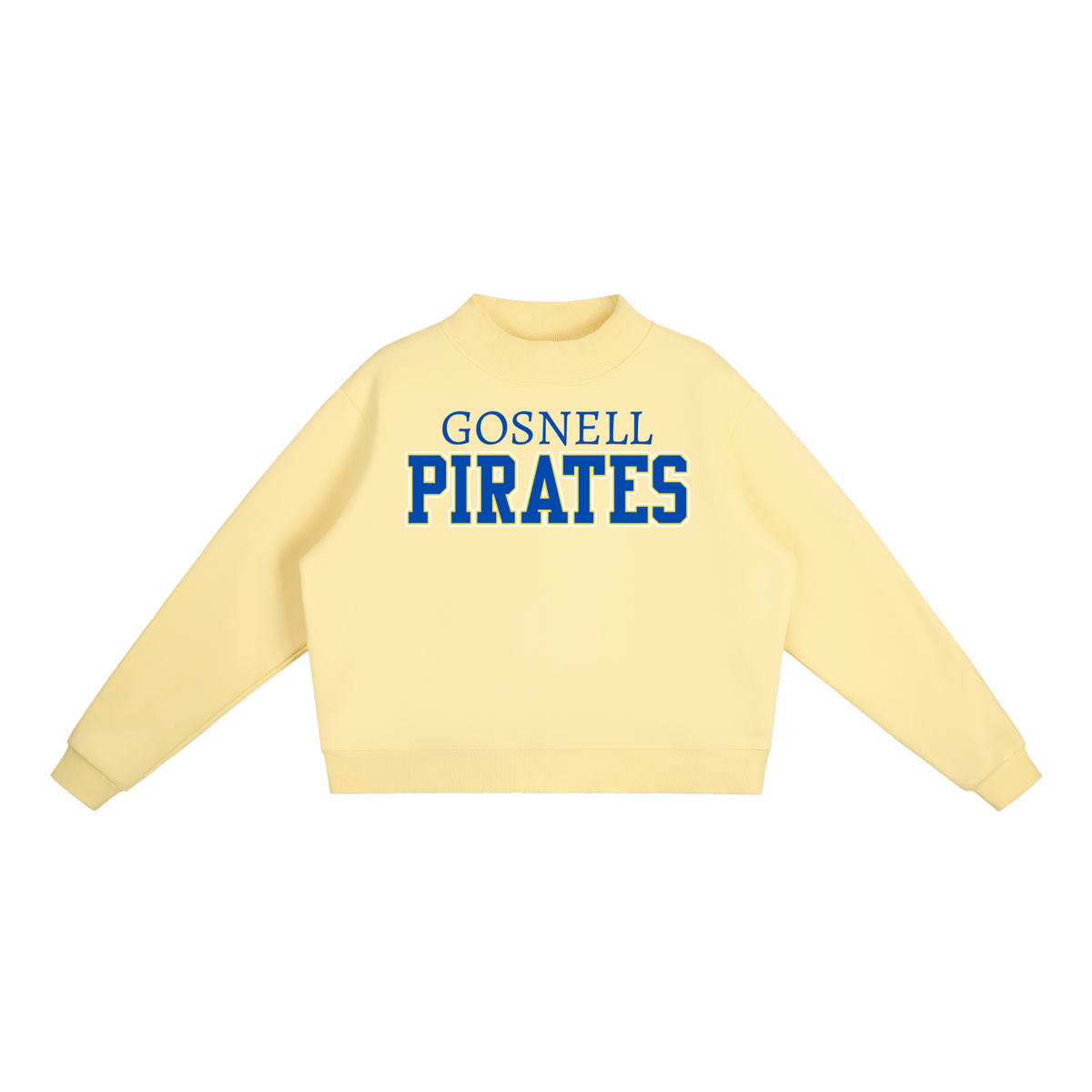 Essential Fleece Mock-Neck Crew Sweatshirt - Gosnell Pirates - Block Letter