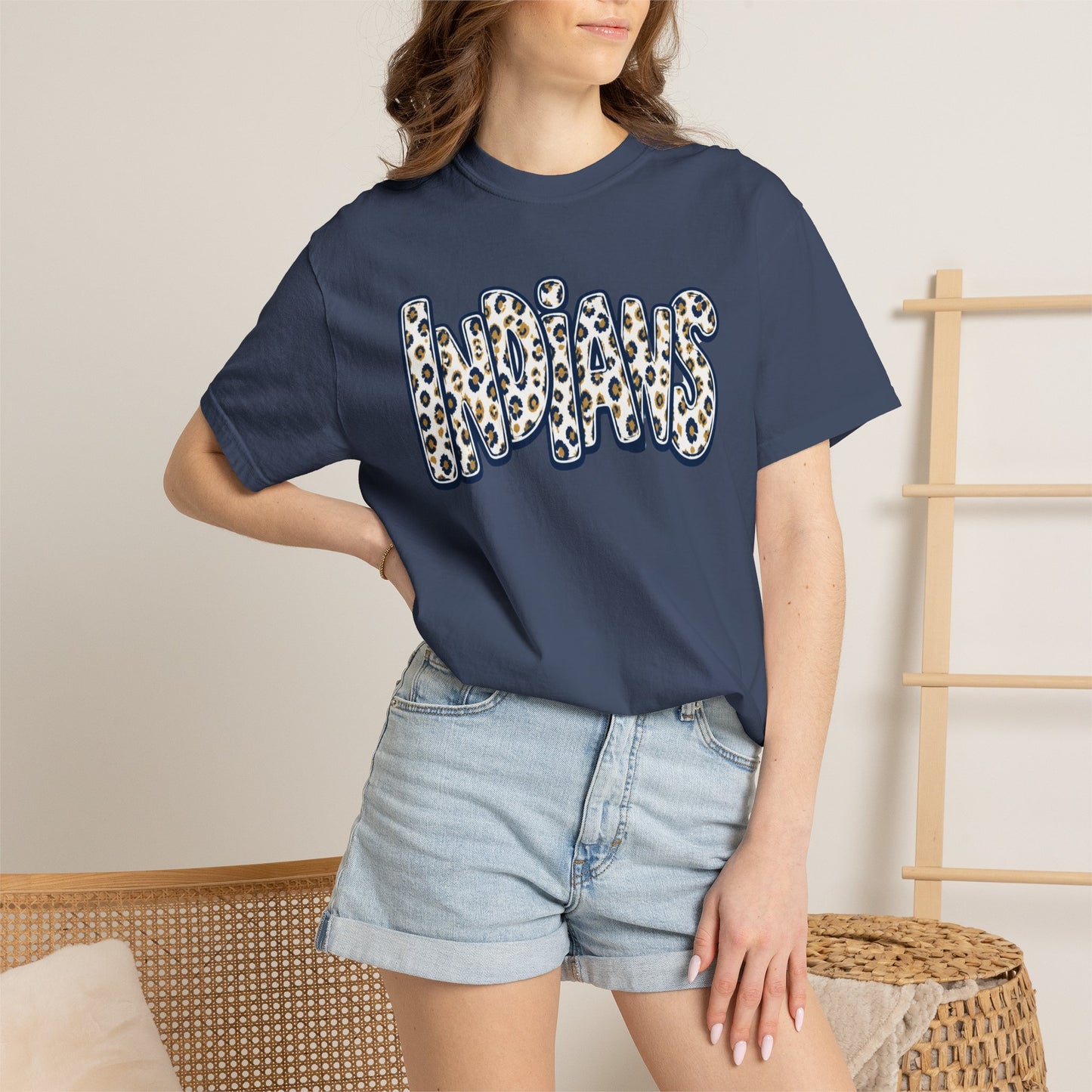 Indians Marked Tree Leopard Stacked Graphic T-Shirt - Adult