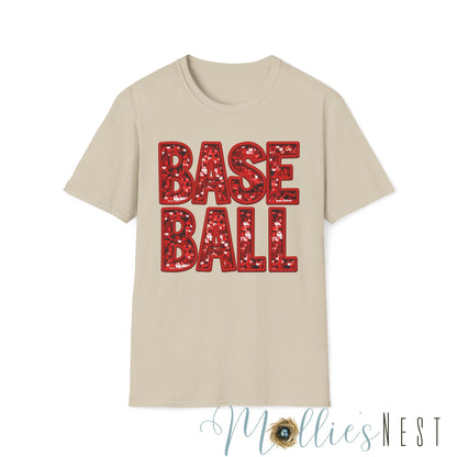 Baseball FAUX Glitter Unisex Softstyle T-Shirt - Perfect for Fans and Players