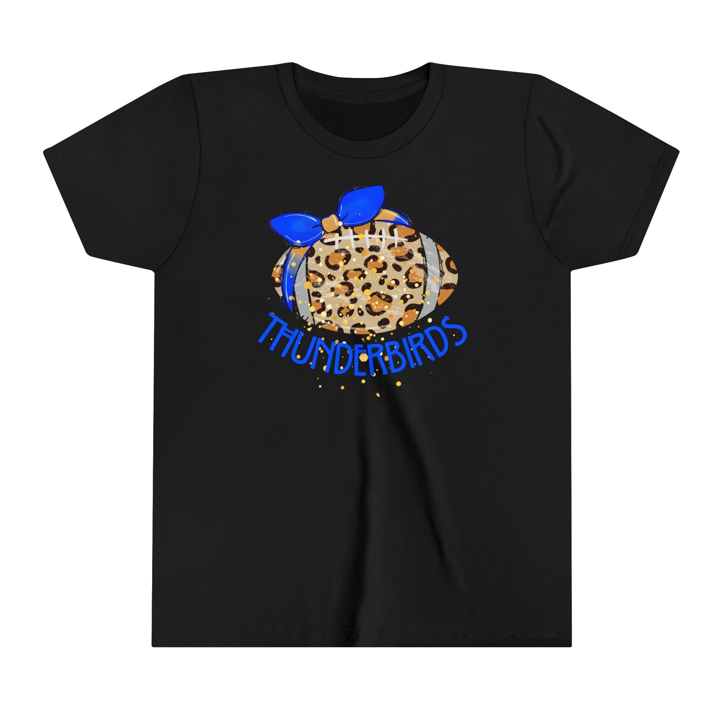 Thunderbirds Leopard Football. KIDS Short Sleeve Tee