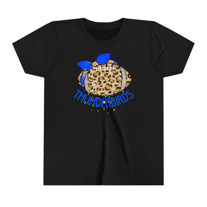 Thunderbirds Leopard Football. KIDS Short Sleeve Tee
