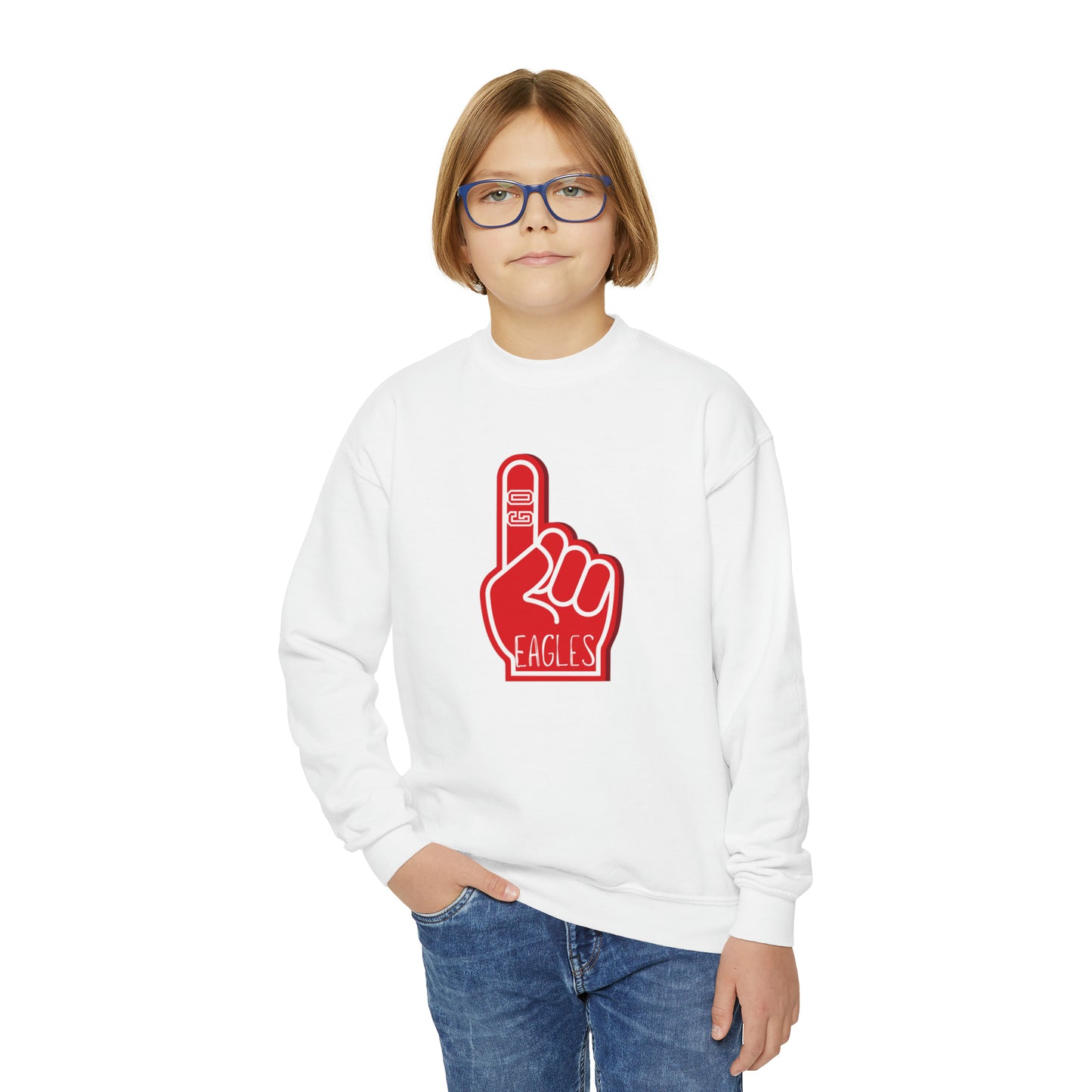 Eagles Foam Finger Youth Crewneck Sweatshirt