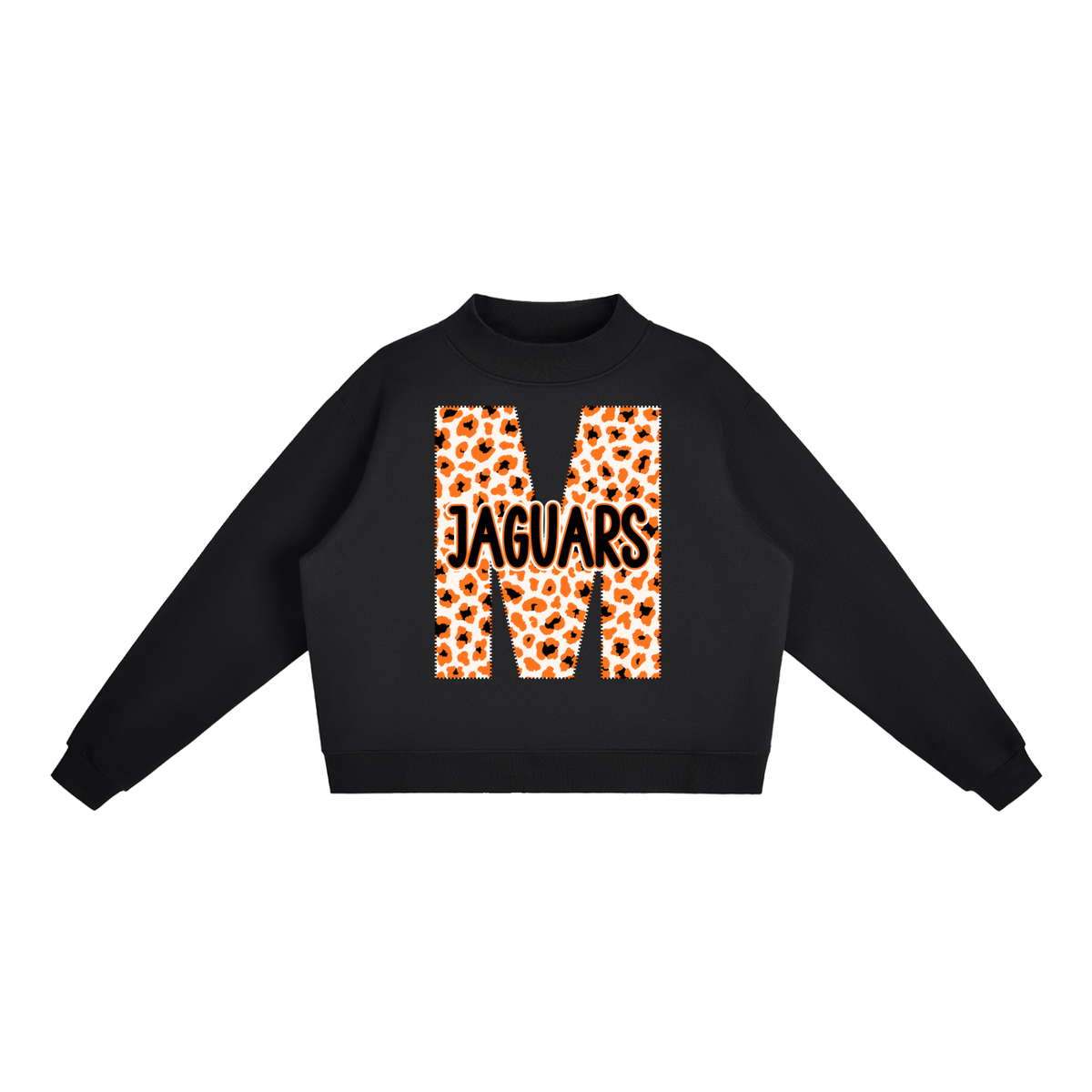 McCrory Jaguars. Leopard "M" Fleece Mock-Neck Crew Sweatshirt