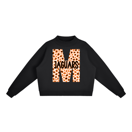 McCrory Jaguars. Leopard "M" Fleece Mock-Neck Crew Sweatshirt