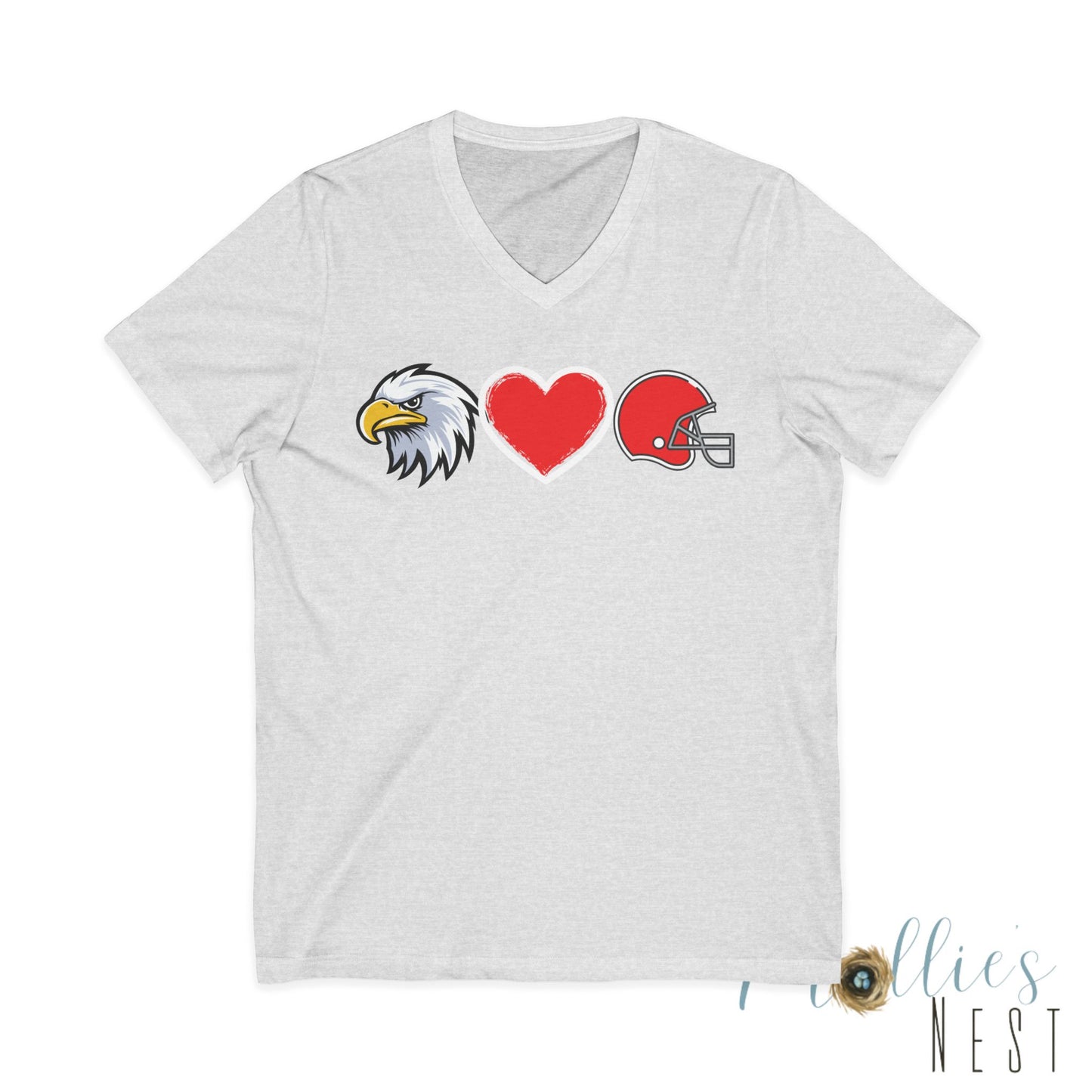 Eagle - Heart - Helmet V-Neck Tee — Football Fan Love Shirt. Eagles